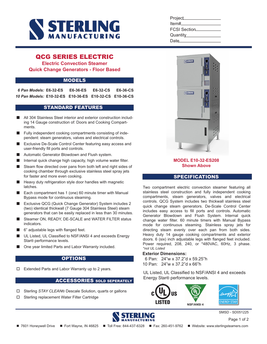 QCG Electric Spec Sheet May 2025 page 1